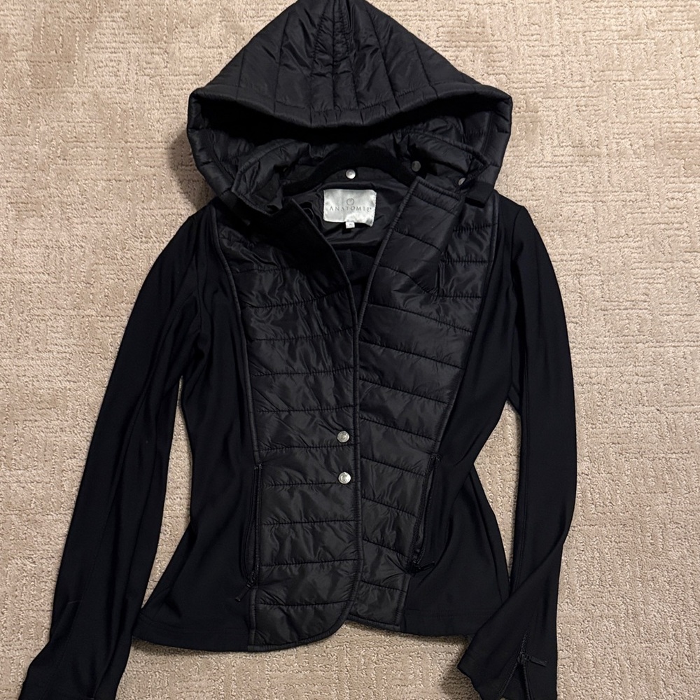 Anatomie Women's Mixed Media Black Hooded Jacket